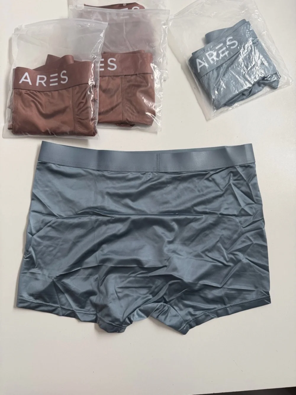 Ares Boxer Brief Silk Blend Lightweight Breathable 4 Way Stretch Blue Brown 6 Pk - Picture 9 of 15